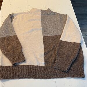 Becool Women’s  Color Block Sweater - Brown Tan and Gray Size L